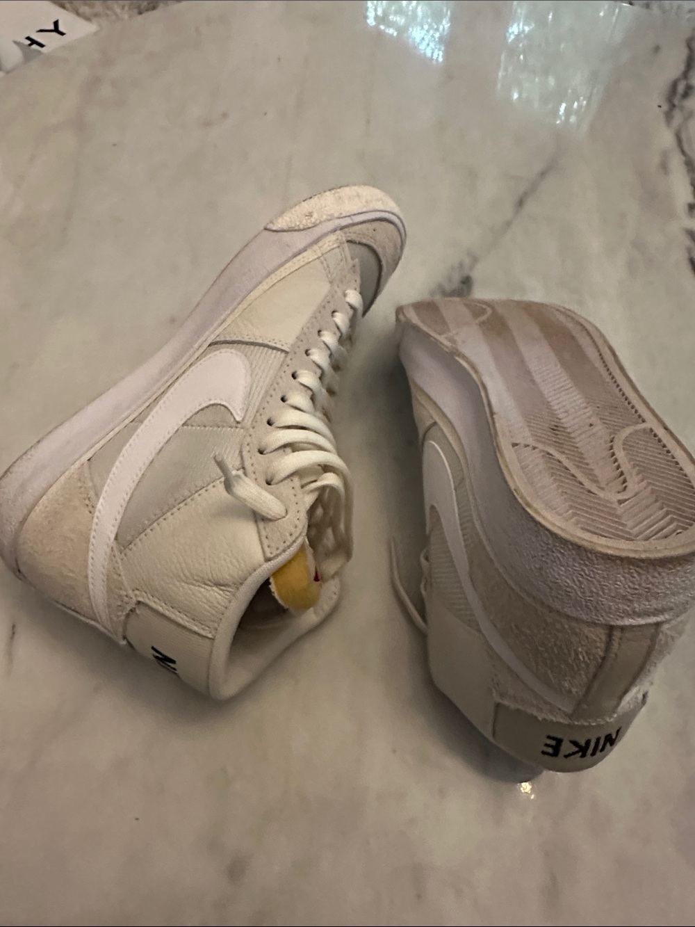 Nike High-Top Sneakers in White w/ Cream Accent - Picture 6 of 7
